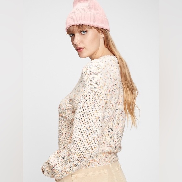 GAP Women's Cream Speckled Crew Neck Sweater - Picture 3 of 14
